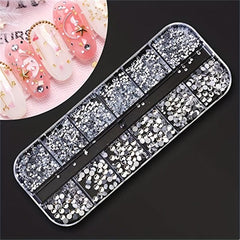 13pcs Nail Rhinestones Studs Crystals Gems Sequins Kit with Tweezers and 3 Pens