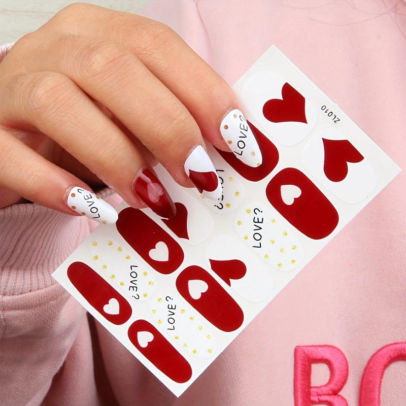 Full Cover Nail Stickers False Nail Tips Nail Strips Women Girls Home Salon