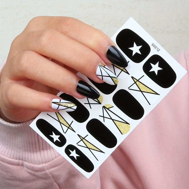 Full Cover Nail Stickers False Nail Tips Nail Strips Women Girls Home Salon