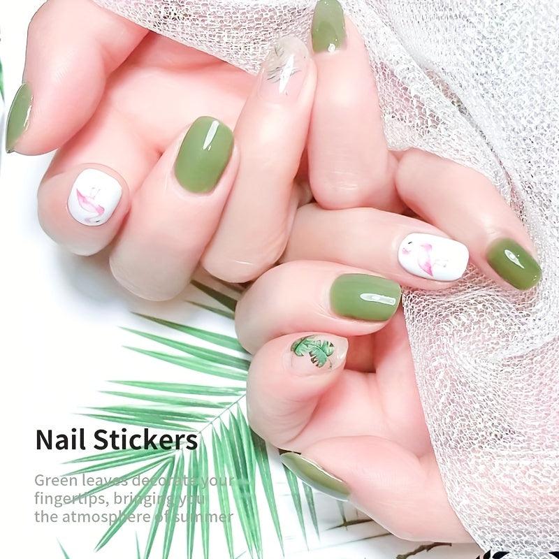 Nail Stickers Lucky Four Leaf Clover Cactus Flower Self Adhesive
