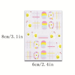 3pcs 5D Embossed Nail Art Stickers Sugar Bean Little Man Rainbow Egg Flowers