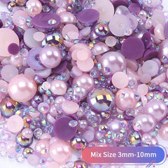 30g Mixed Size Half Pearl Rhinestones for Crafts 3mm 10mm DIY Projects