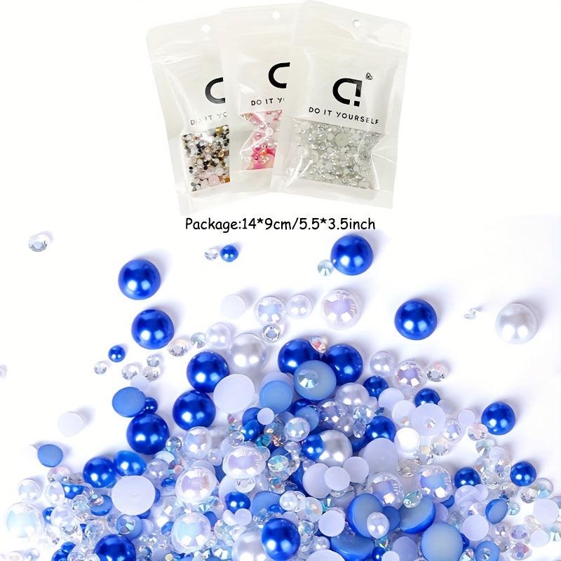 30g Mixed Size Half Pearl Rhinestones for Crafts 3mm 10mm DIY Projects