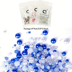 30g Mixed Size Half Pearl Rhinestones for Crafts 3mm 10mm DIY Projects
