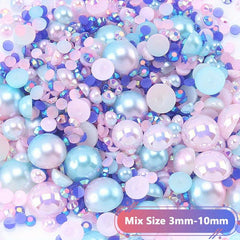 30g Mixed Size Half Pearl Rhinestones for Crafts 3mm 10mm DIY Projects