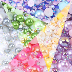 30g Mixed Size Half Pearl Rhinestones for Crafts 3mm 10mm DIY Projects