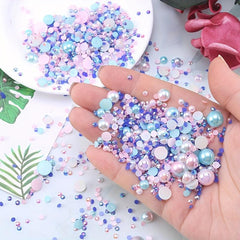 30g Mixed Size Half Pearl Rhinestones for Crafts 3mm 10mm DIY Projects
