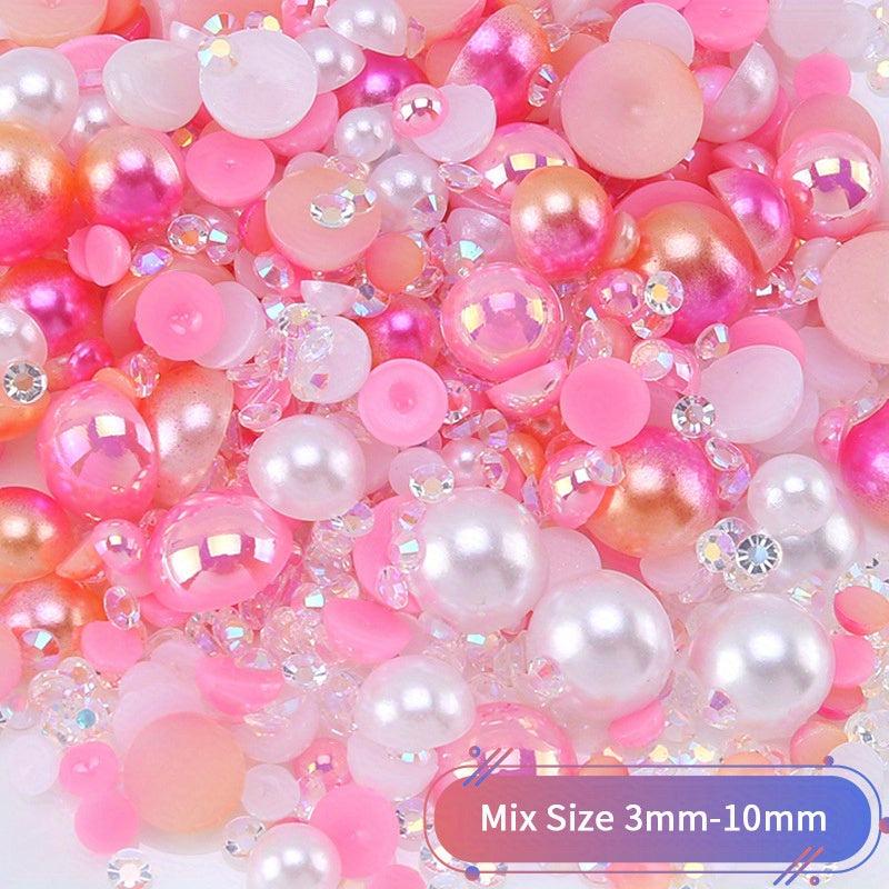 30g Mixed Size Half Pearl Rhinestones for Crafts 3mm 10mm DIY Projects