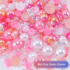 30g Mixed Size Half Pearl Rhinestones for Crafts 3mm 10mm DIY Projects