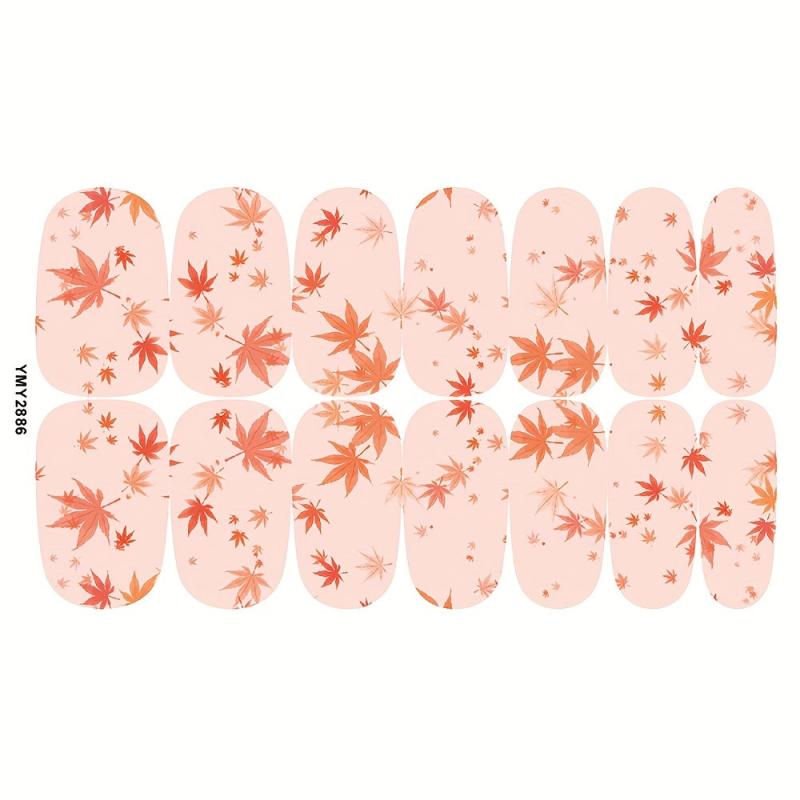 12 Fall Nail Wraps Stickers Maple Leaf Nail Art Decals For Thanksgiving Party