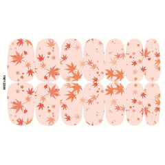 12 Fall Nail Wraps Stickers Maple Leaf Nail Art Decals For Thanksgiving Party
