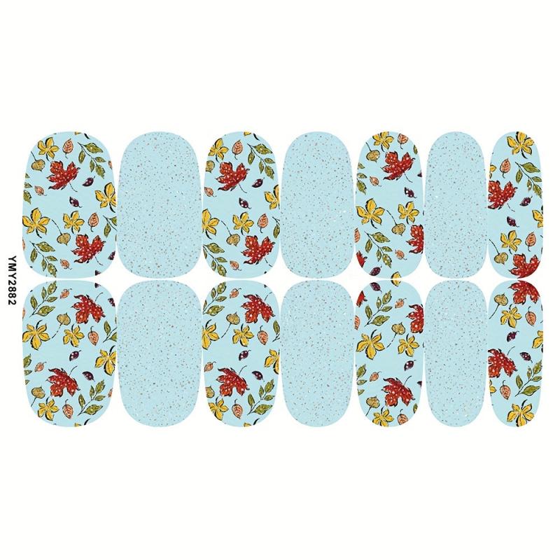12 Fall Nail Wraps Stickers Maple Leaf Nail Art Decals For Thanksgiving Party