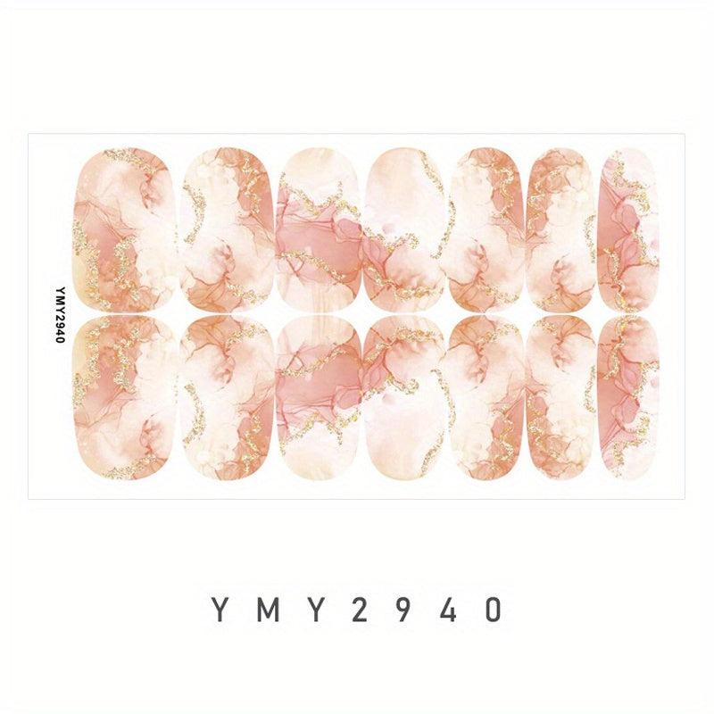 Marble Nail Polish Stickers Self Adhesive Nail Art Decal Strips Manicure Kit