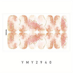 Marble Nail Polish Stickers Self Adhesive Nail Art Decal Strips Manicure Kit