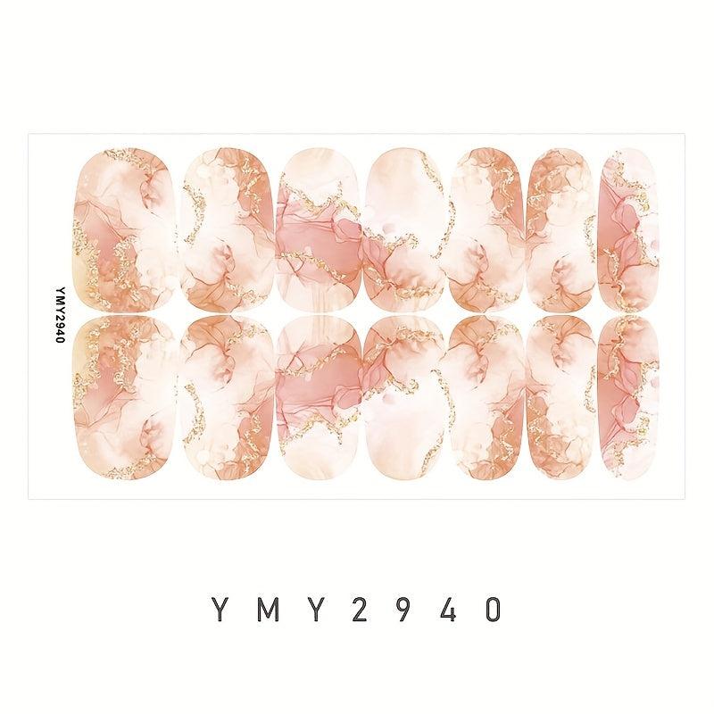 Marble Nail Polish Stickers Self Adhesive Nail Art Decal Strips Manicure Kit