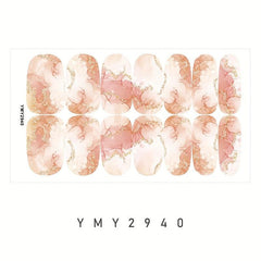 Marble Nail Polish Stickers Self Adhesive Nail Art Decal Strips Manicure Kit