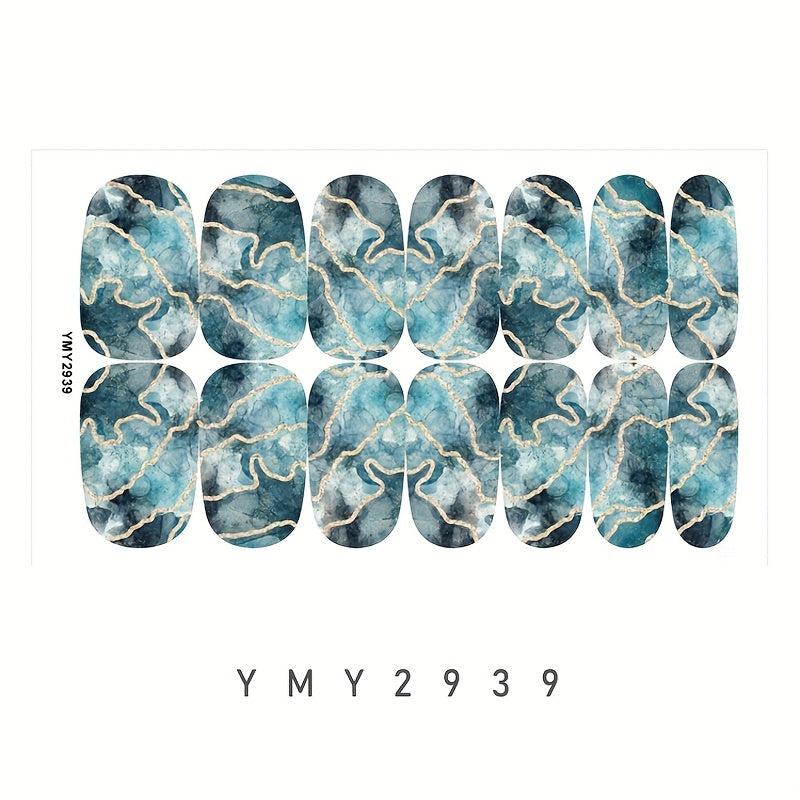 Marble Nail Polish Stickers Self Adhesive Nail Art Decal Strips Manicure Kit