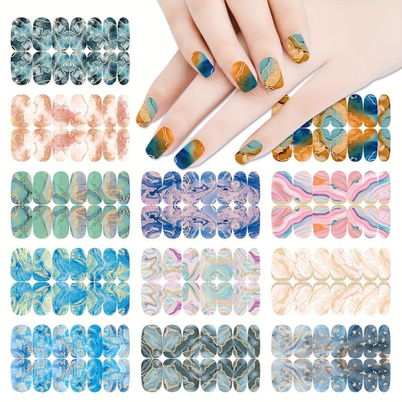 Marble Nail Polish Stickers Self Adhesive Nail Art Decal Strips Manicure Kit