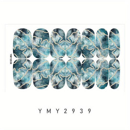 Marble Nail Polish Stickers Self Adhesive Nail Art Decal Strips Manicure Kit