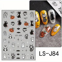 3pcs Halloween Nail Art Stickers Self Adhesive Cartoon Decals