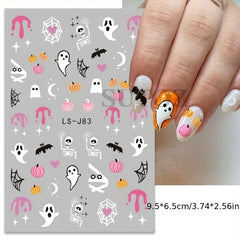 3pcs Halloween Nail Art Stickers Self Adhesive Cartoon Decals