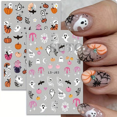 3pcs Halloween Nail Art Stickers Self Adhesive Cartoon Decals