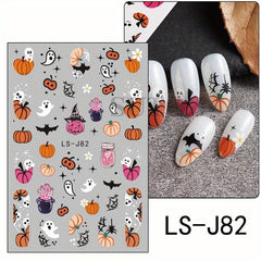 3pcs Halloween Nail Art Stickers Self Adhesive Cartoon Decals