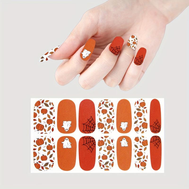 Halloween Nail Wraps Art Stickers Pumpkin Bat Ghost Spider Pattern