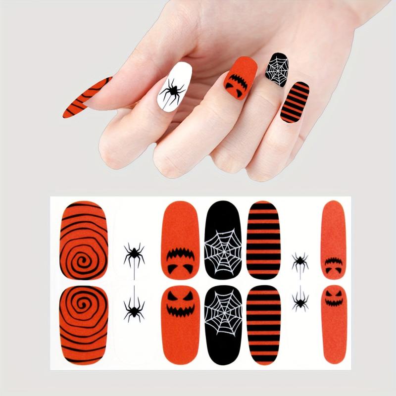 Halloween Nail Wraps Art Stickers Pumpkin Bat Ghost Spider Pattern