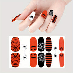 Halloween Nail Wraps Art Stickers Pumpkin Bat Ghost Spider Pattern