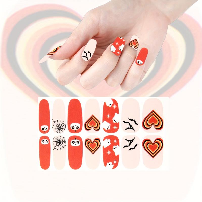 Halloween Nail Wraps Art Stickers Pumpkin Bat Ghost Spider Pattern