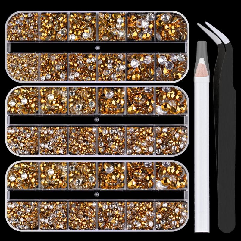 3 Boxes Resin Rhinestone Kits 2-6mm Round Jelly Rhinestones