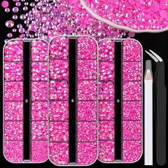 3 Boxes Resin Rhinestone Kits 2-6mm Round Jelly Rhinestones