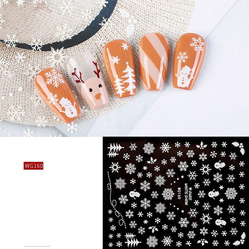 6pcs Christmas Nail Stickers Snowflakes Elk Bell Snowman Nail Art Decals