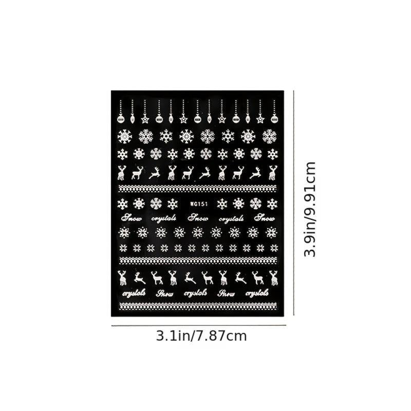6pcs Christmas Nail Stickers Snowflakes Elk Bell Snowman Nail Art Decals