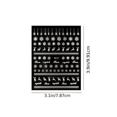 6pcs Christmas Nail Stickers Snowflakes Elk Bell Snowman Nail Art Decals