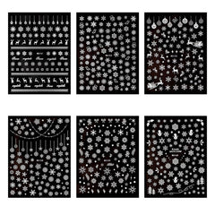 6pcs Christmas Nail Stickers Snowflakes Elk Bell Snowman Nail Art Decals