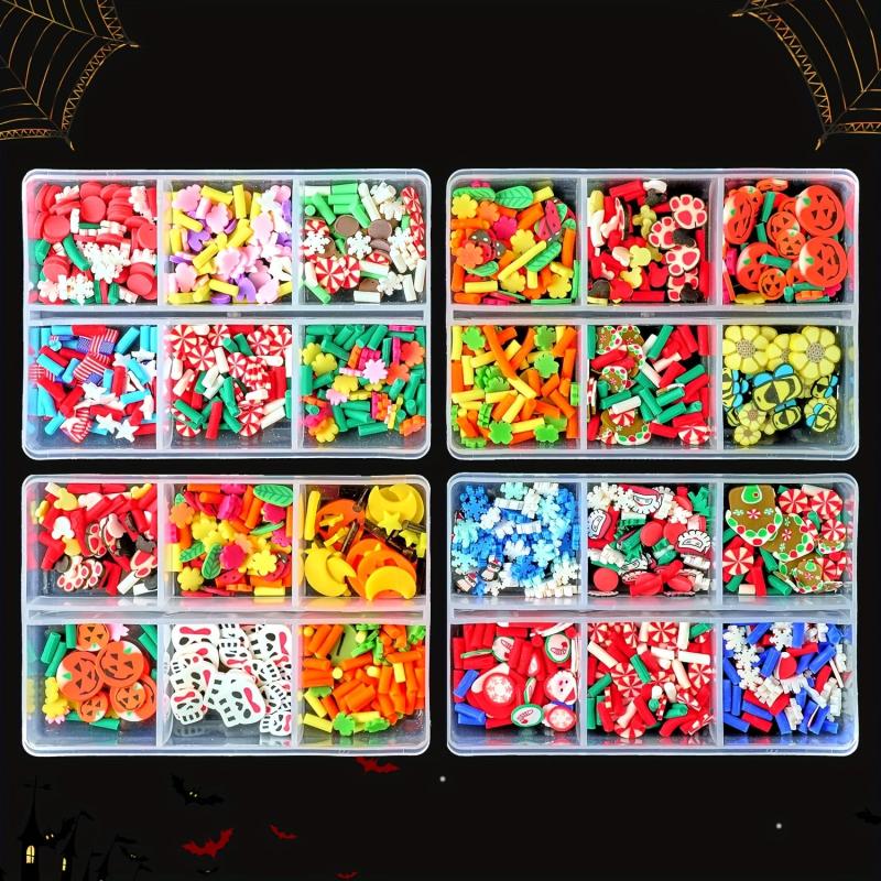 24 Grids Halloween Cross Nail Art 3D Pumpkin Snowflake Nail Sheet