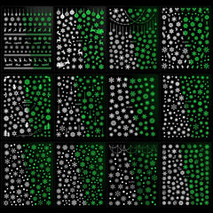 12pcs Christmas Nail Sticker 3D Laser Snowflake Elk Pattern Nail Art Decals