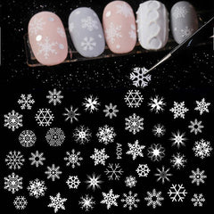 12pcs Christmas Nail Sticker 3D Laser Snowflake Elk Pattern Nail Art Decals