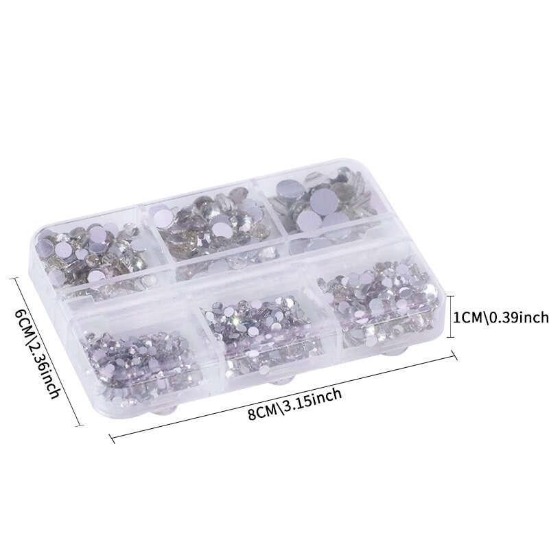 1440Pcs 6 Grids Crystal AB Rhinestones For Nail Art