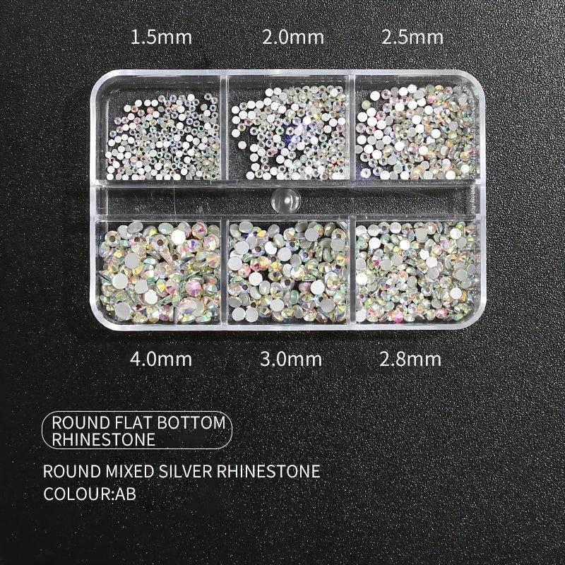 1440Pcs 6 Grids Crystal AB Rhinestones For Nail Art