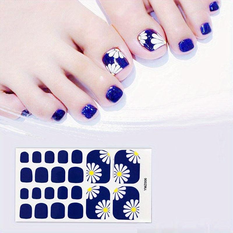 Floral Toenail Stickers Self Adhesive Nail Wraps For Nail Art