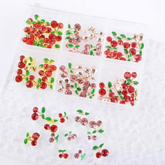 Cherry Nail Charms Crystal Studs Alloy Gems for Women DIY Nail Art