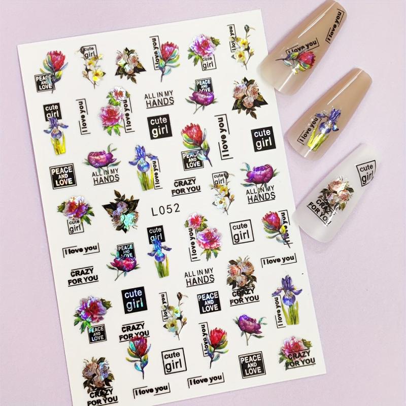 3D Nail Sticker Waterproof Shining Decals Stickers For Nails