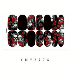 Skull Toenail Polish Stickers Self Adhesive Art Decal Strips