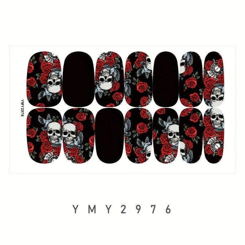 Skull Toenail Polish Stickers Self Adhesive Art Decal Strips