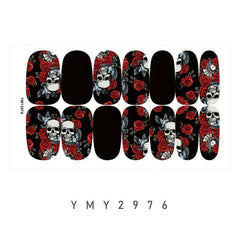 Skull Toenail Polish Stickers Self Adhesive Art Decal Strips