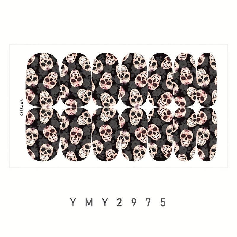 Skull Toenail Polish Stickers Self Adhesive Art Decal Strips