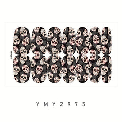 Skull Toenail Polish Stickers Self Adhesive Art Decal Strips